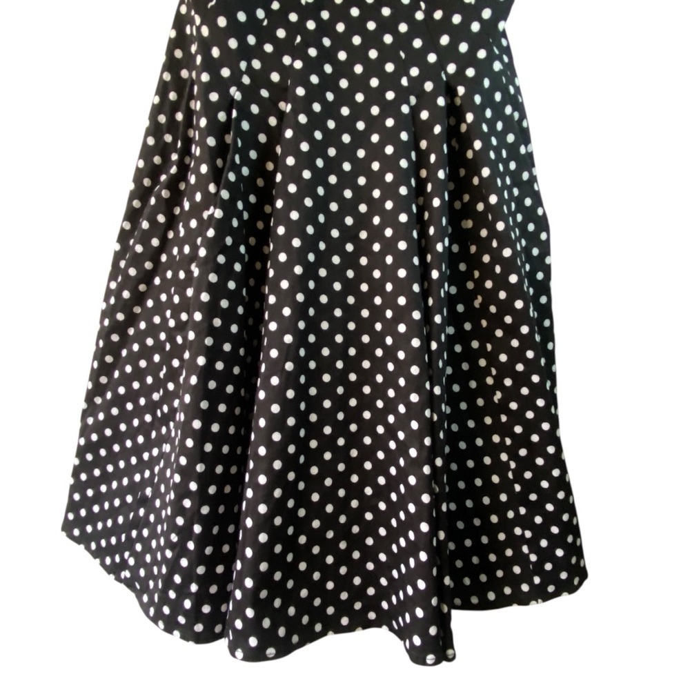 Ariella Rockabilly Pinup Retro Couture Polka Dot Black Cocktail Swing Dress SZ L - Picture 9 of 14